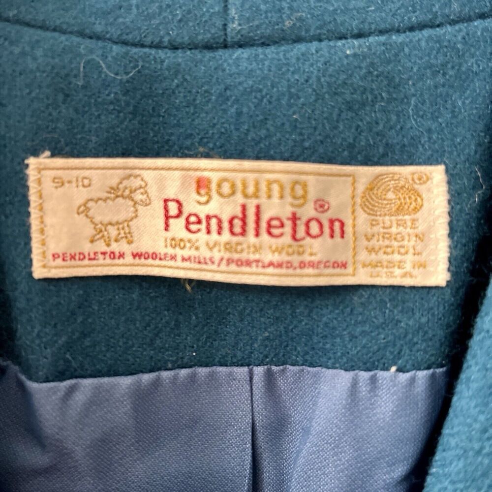 VTG Young Pendleton Jacket 100% Virgin Wool 9 - 10 Peacock Blue Tweed Blazer USA - Picture 3 of 9